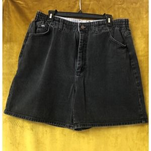 Vintage Lee Faded Black Size 18 Denim Shorts Stretch Waist